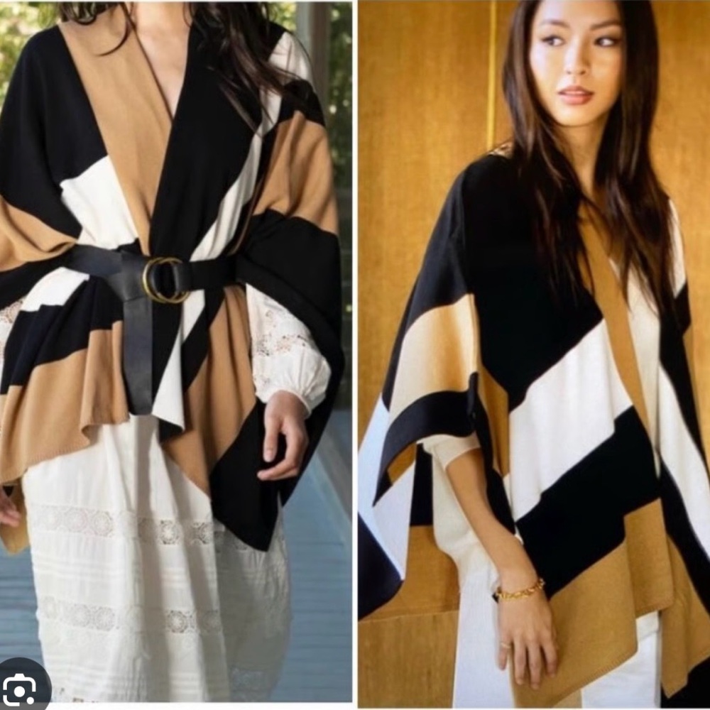 Parish LA colour block sweater wrap NWT